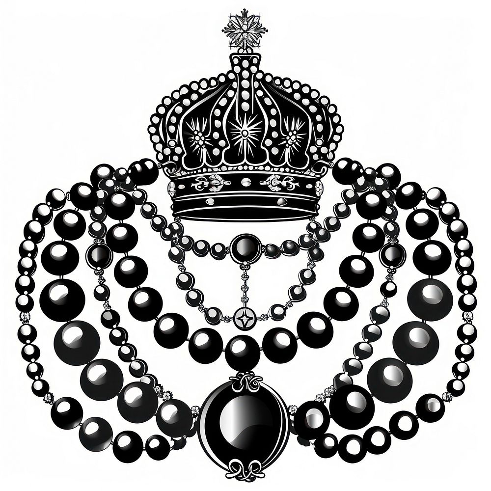 Pearls necklace jewelry crown black.