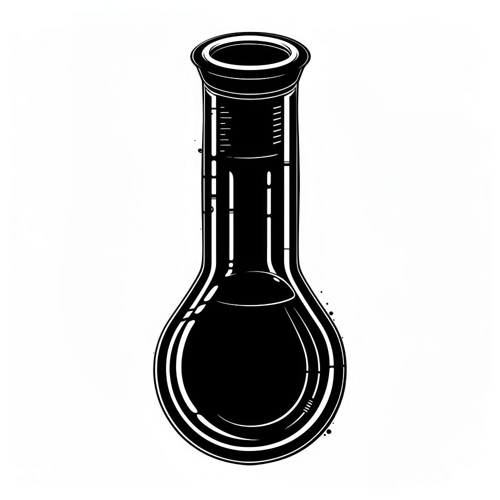 Liquid beager tube drawing black white background.