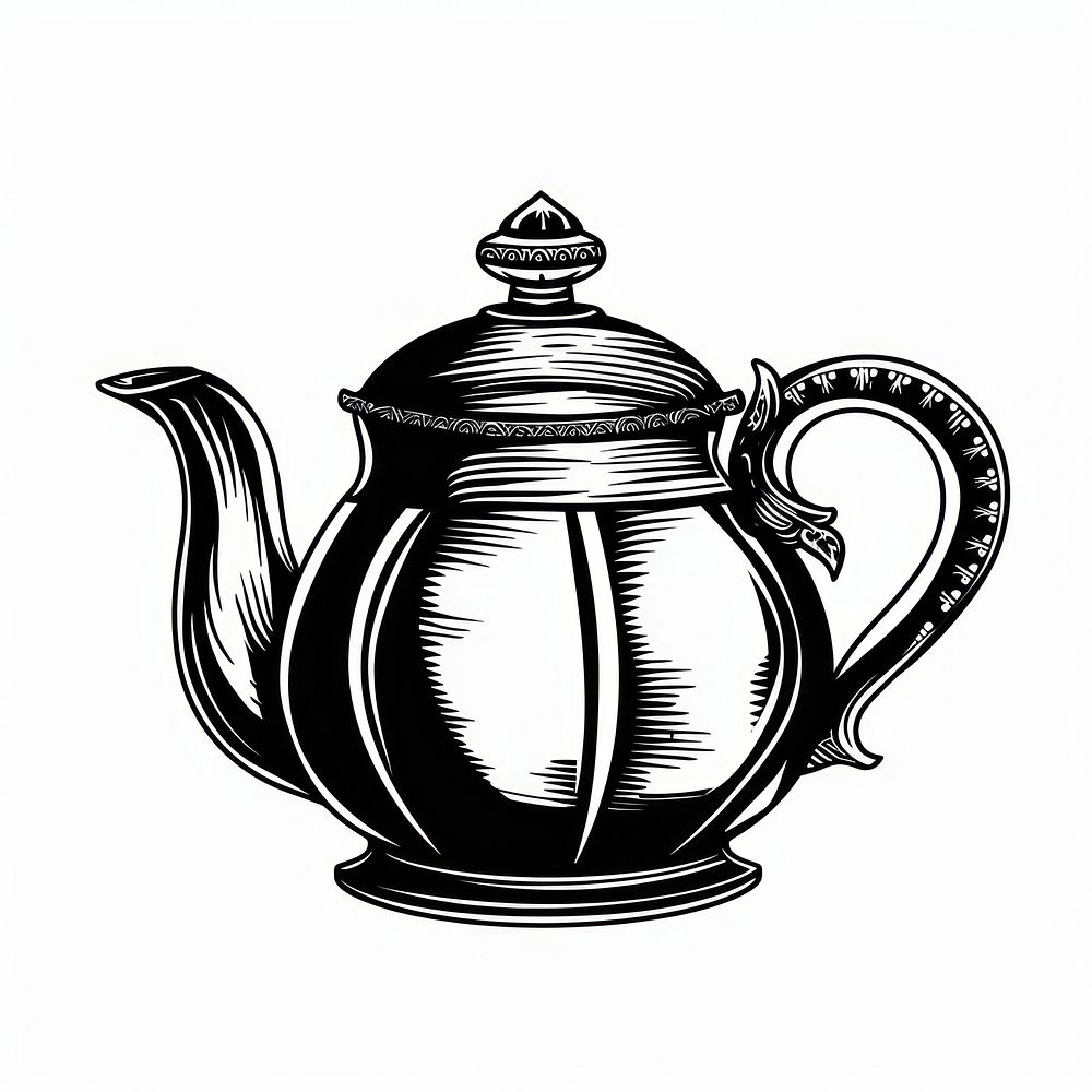 Teapot drawing black refreshment.