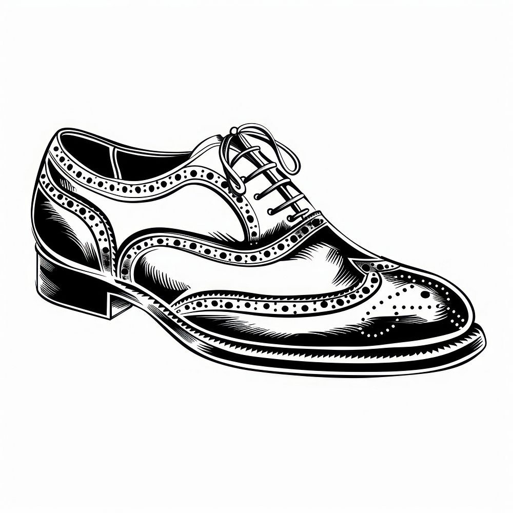 Brogue oxford shoe footwear drawing black.