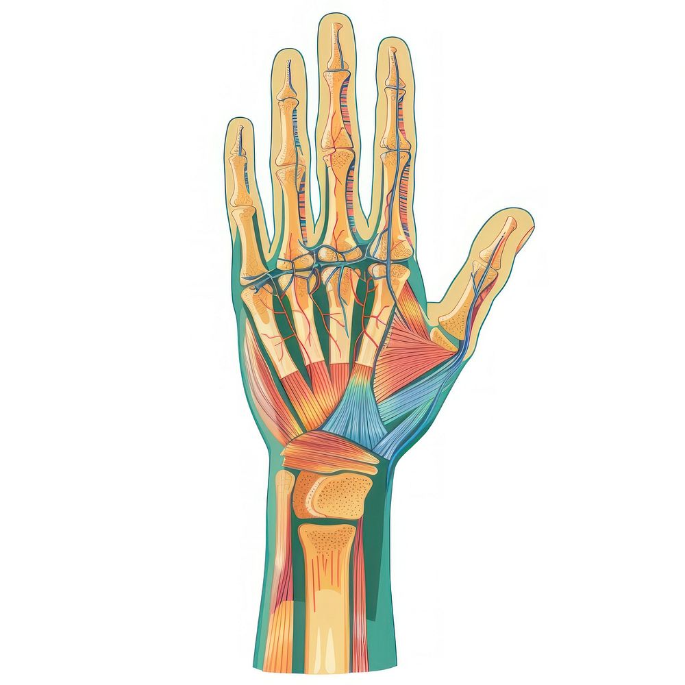 Hand icon medical anatomy white background.