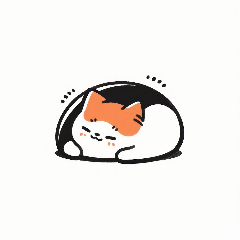 Baby cat cartoon logo relaxation.