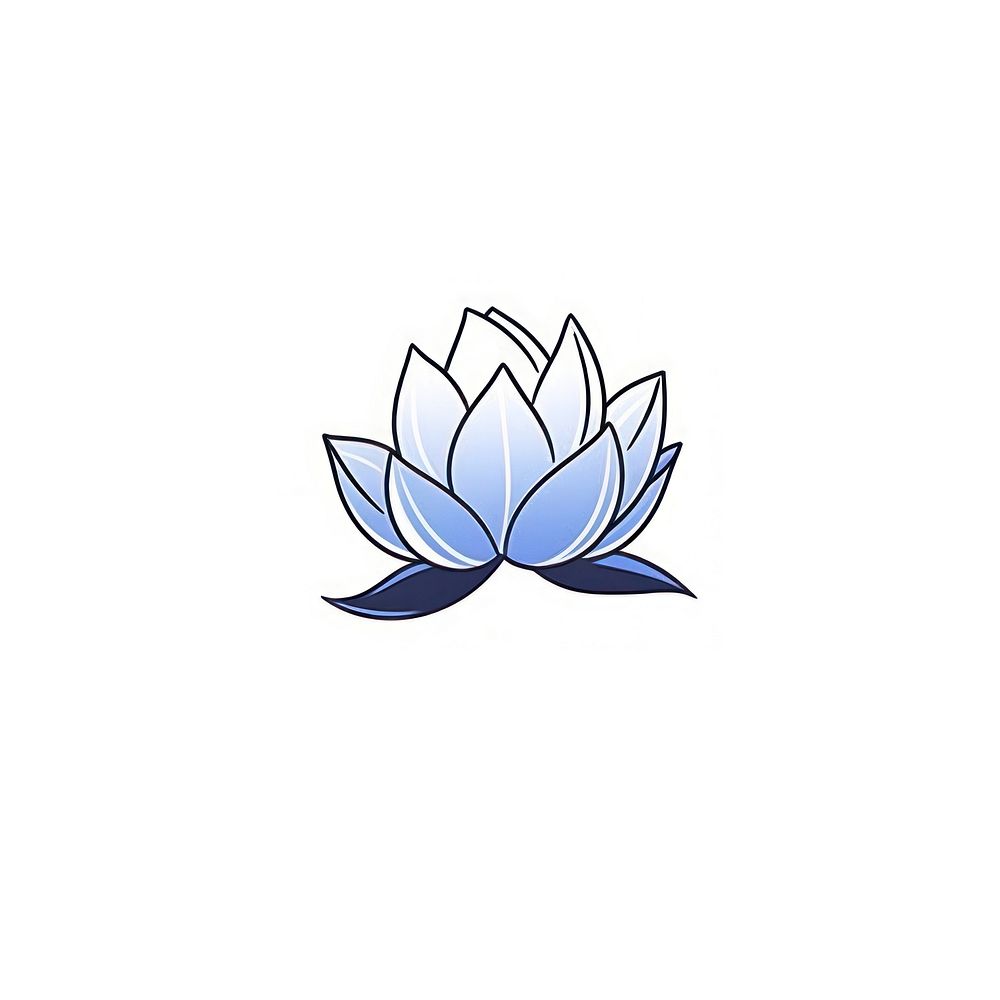 Blue lotus flower logo white background.
