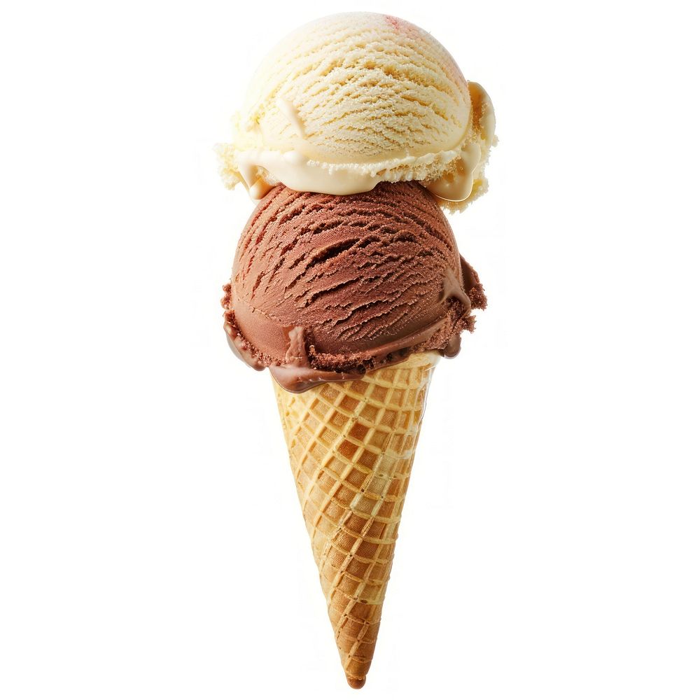 Ice cream cone chocolate dessert vanilla.