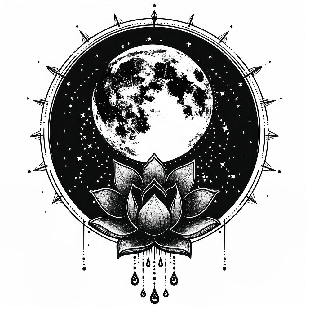 Full moon astronomy drawing sketch.