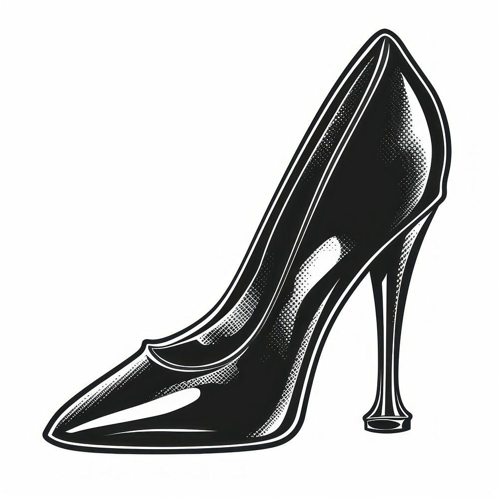 Kitten pump heel footwear drawing black.