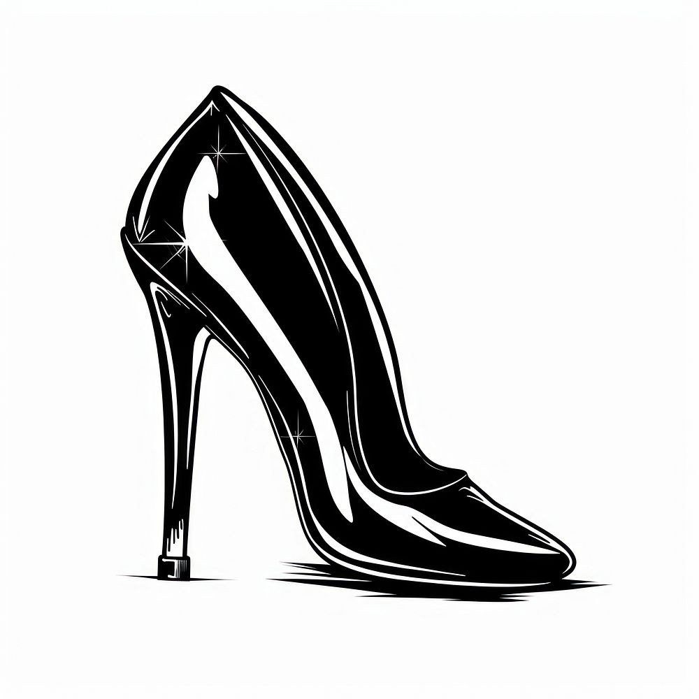 High heel footwear drawing black.