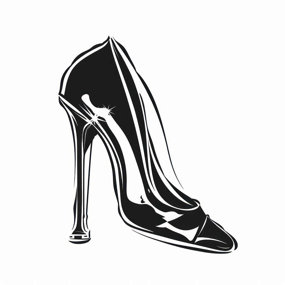 High heel footwear drawing black.
