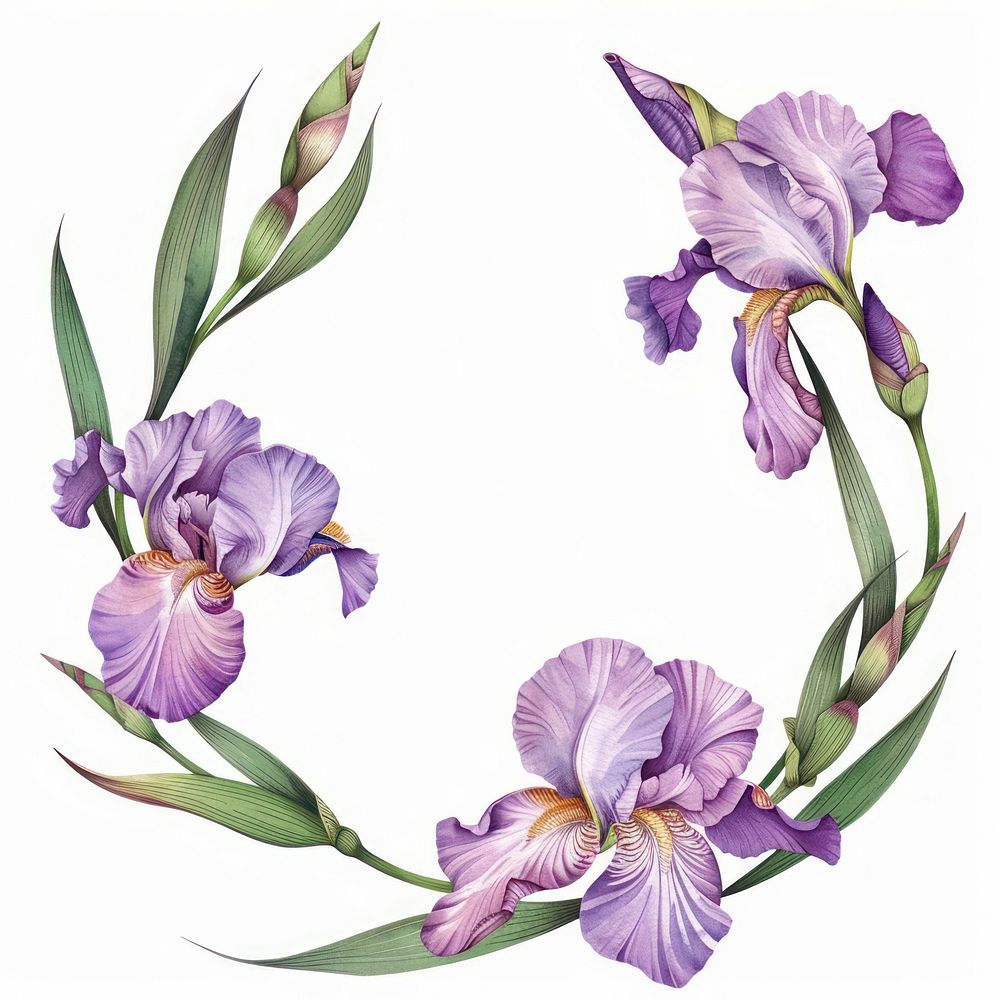 Iris border flower purple wreath.