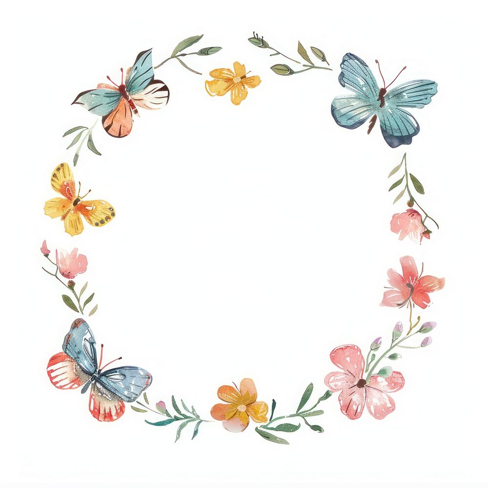 Pattern butterfly circle wreath.