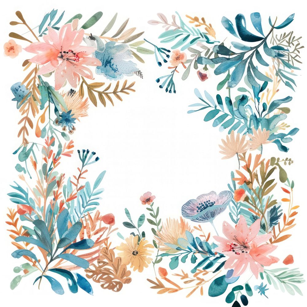 Coral reef border pattern backgrounds wreath.