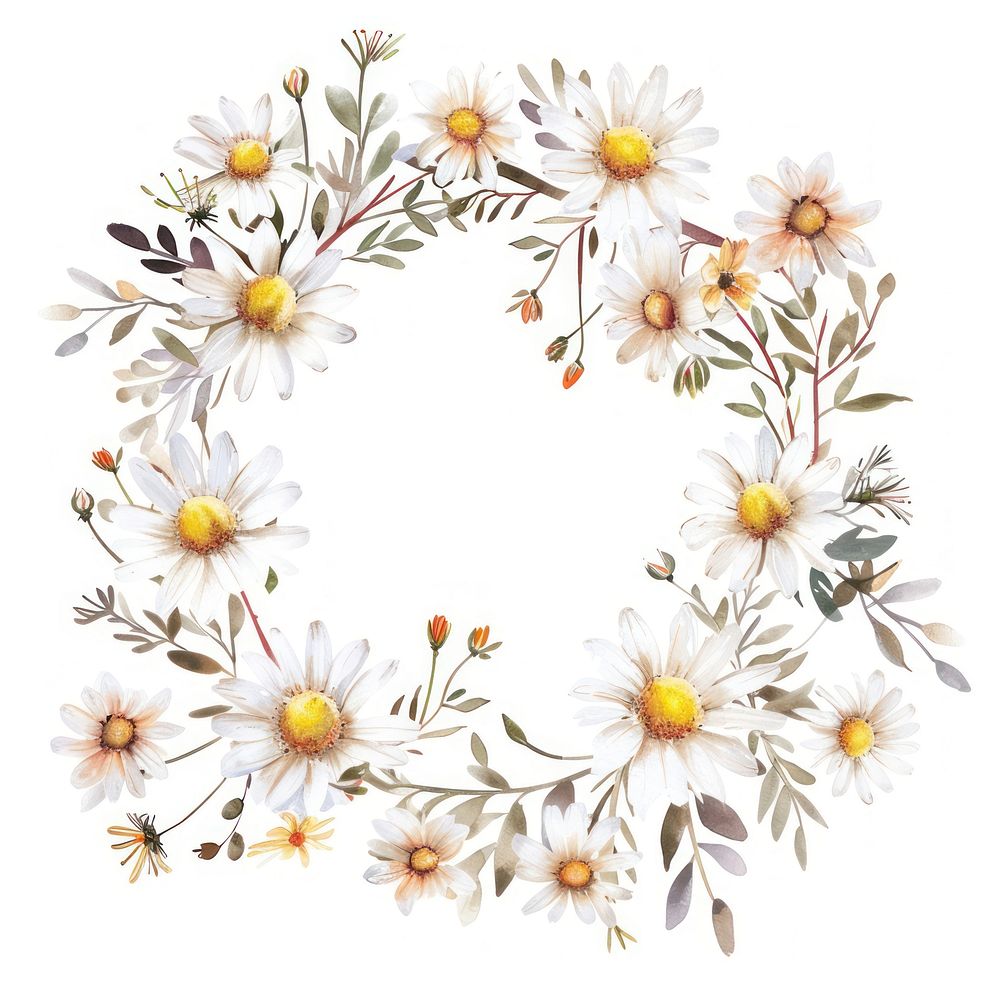 Little daisy circle border pattern flower wreath.