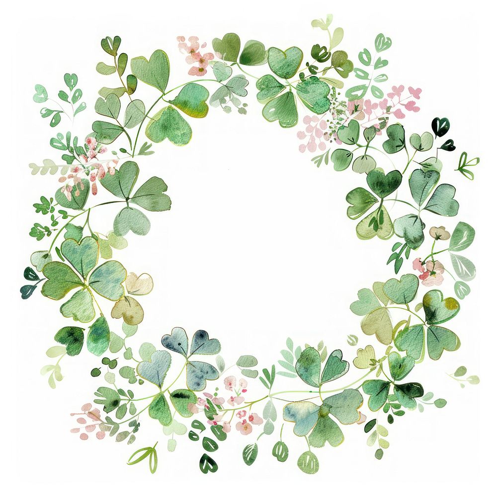 Lucky clover sqaure border pattern backgrounds wreath.