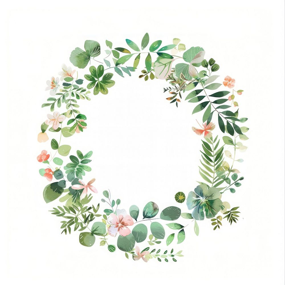 Tropical plants circle border pattern wreath backgrounds.