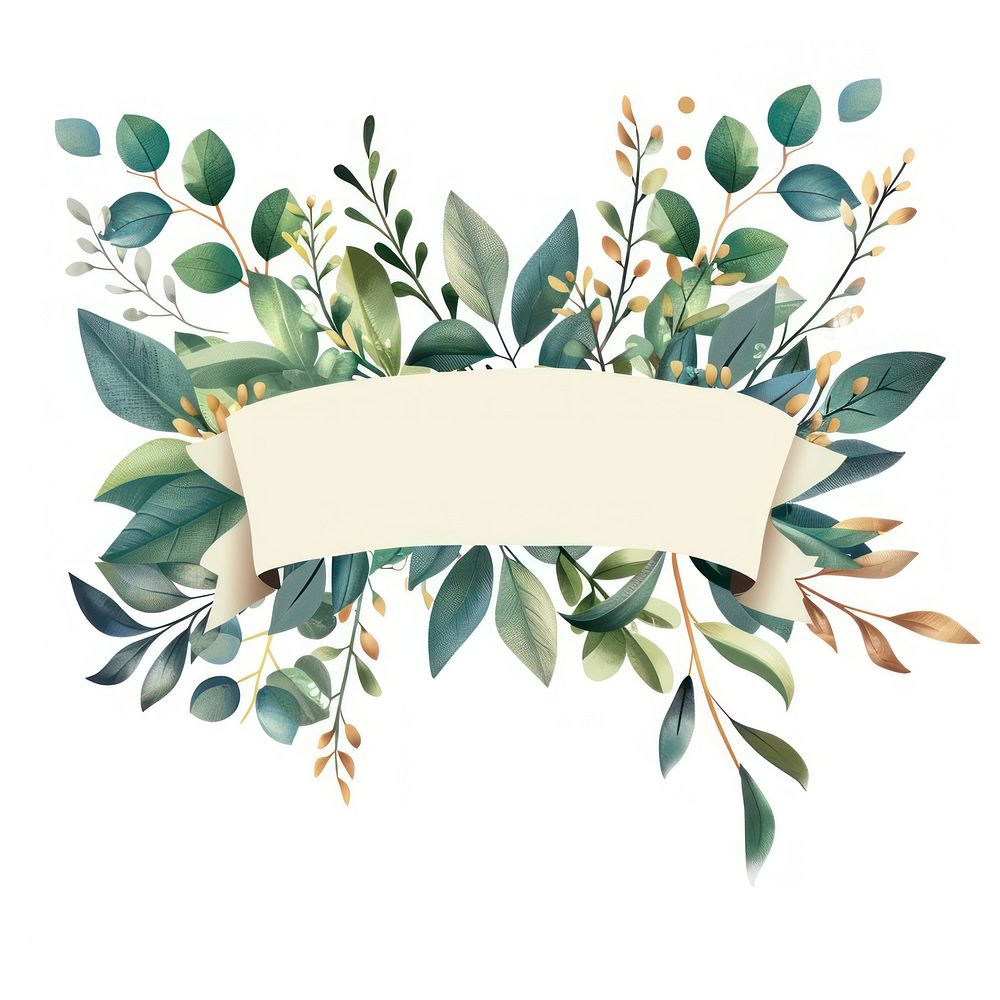 Ribbon with bouquet leafs backgrounds pattern plant.
