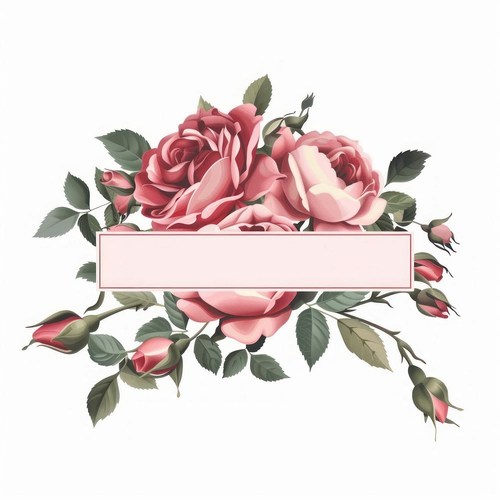 Ribbon with roses minimal flower plant white background.