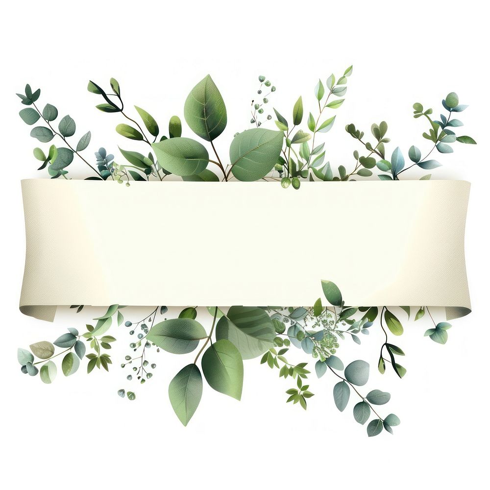 Ribbon with botanicals minimal flower plant herbs.