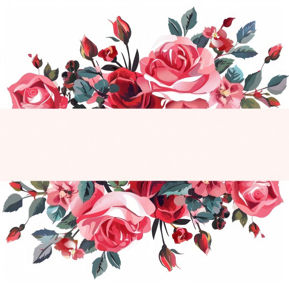 Ribbon with roses minimal pattern flower plant.