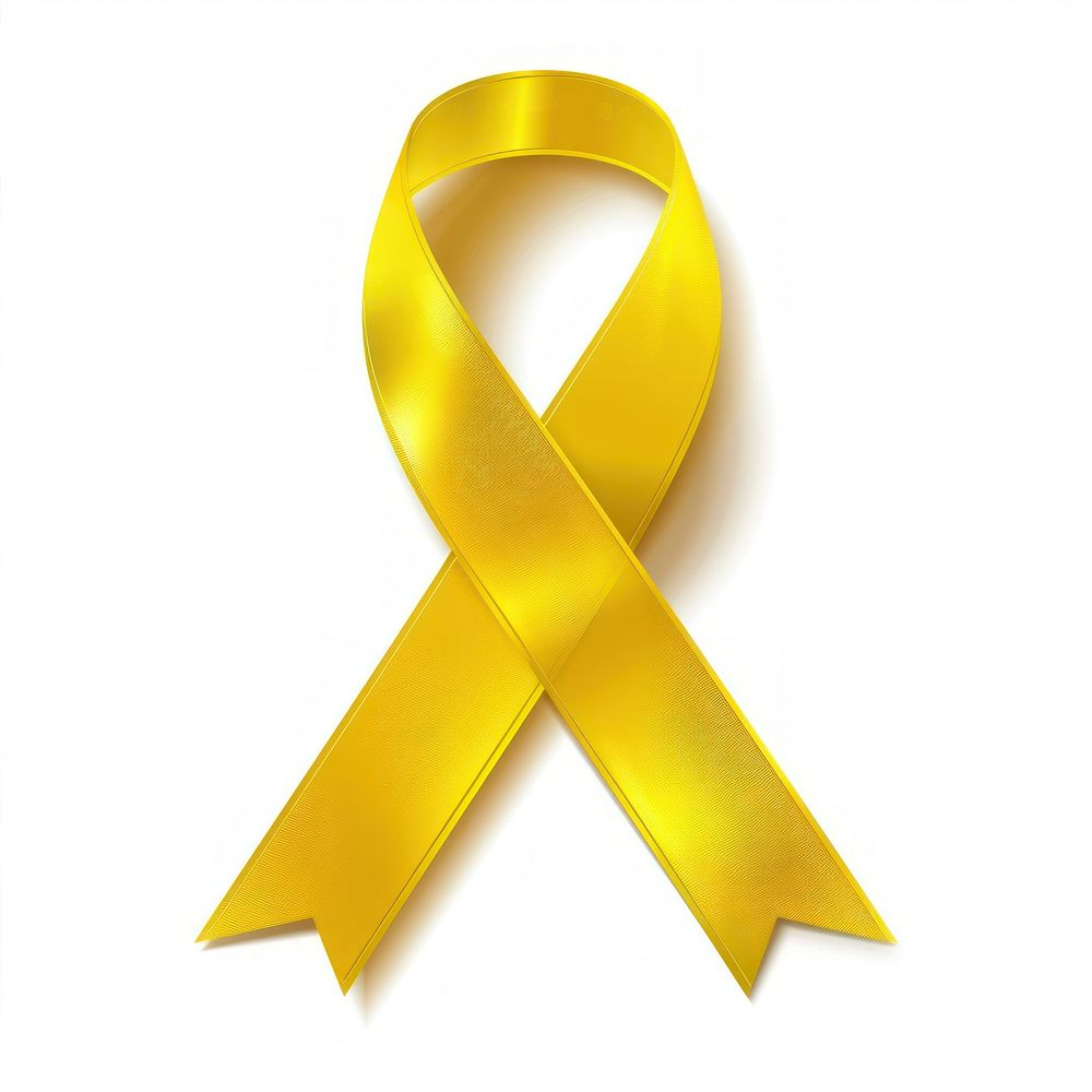 Yellow gradient Ribbon cancer symbol gold white background.