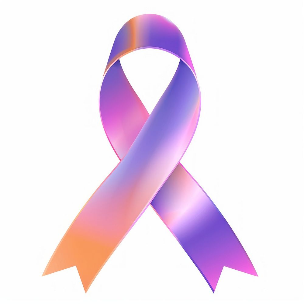 Carcinoid cancer Ribbon gradient purple symbol white background.
