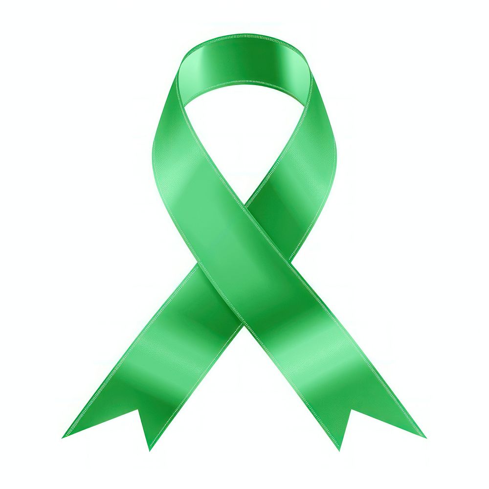 Emerald-green gradient Ribbon cancer symbol white background appliance.