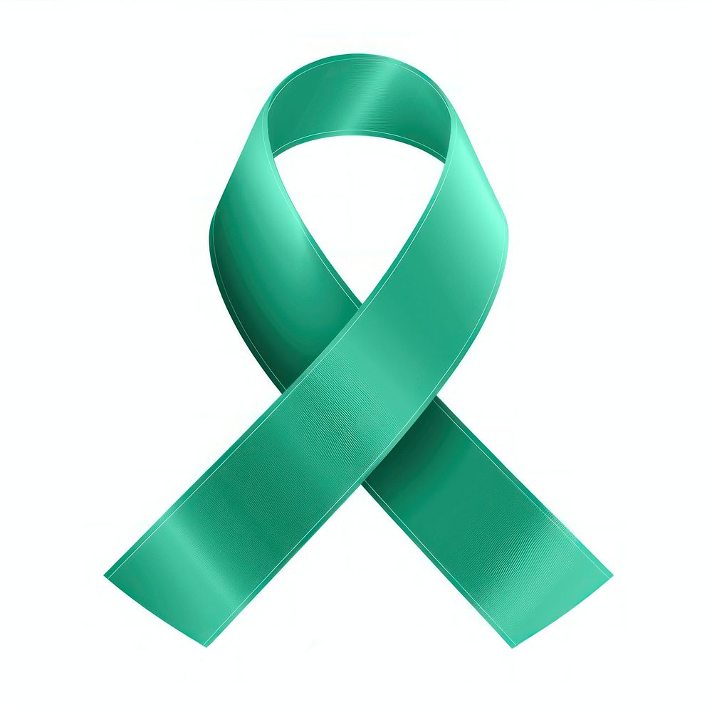 Emerald-green gradient Ribbon cancer symbol white background accessories.