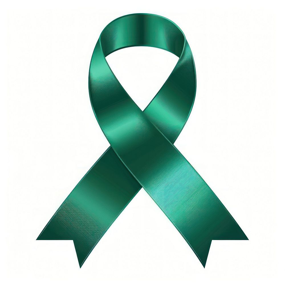 Emerald green gradient Ribbon cancer symbol white background accessories.