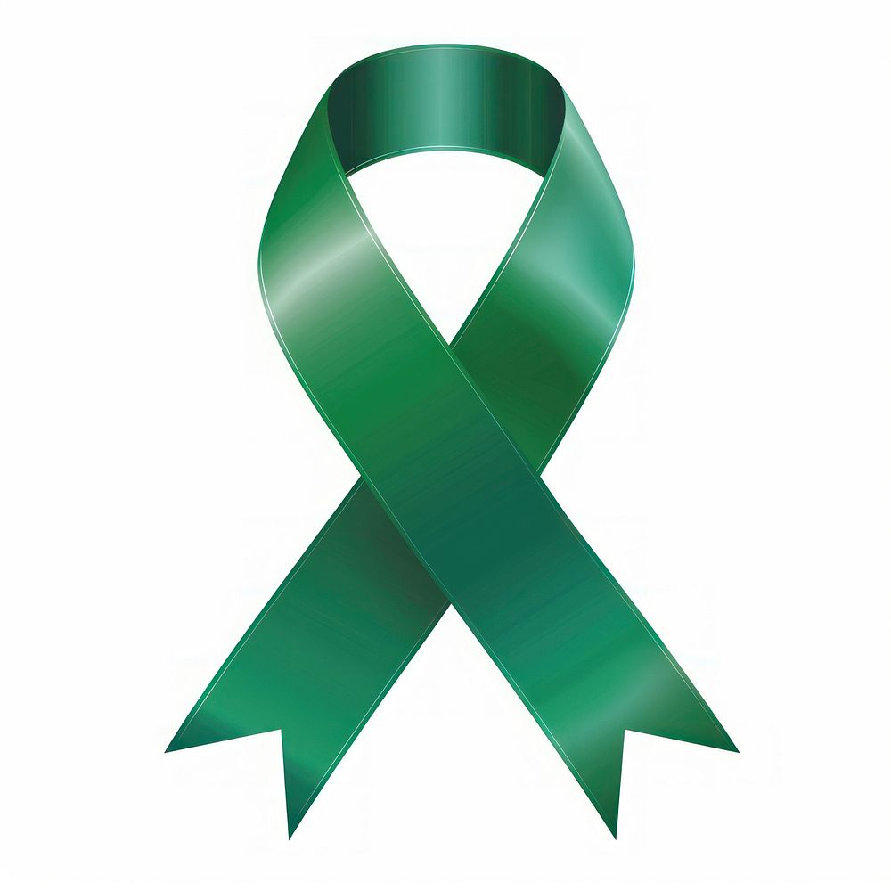 Emerald green gradient Ribbon cancer symbol white background chandelier.