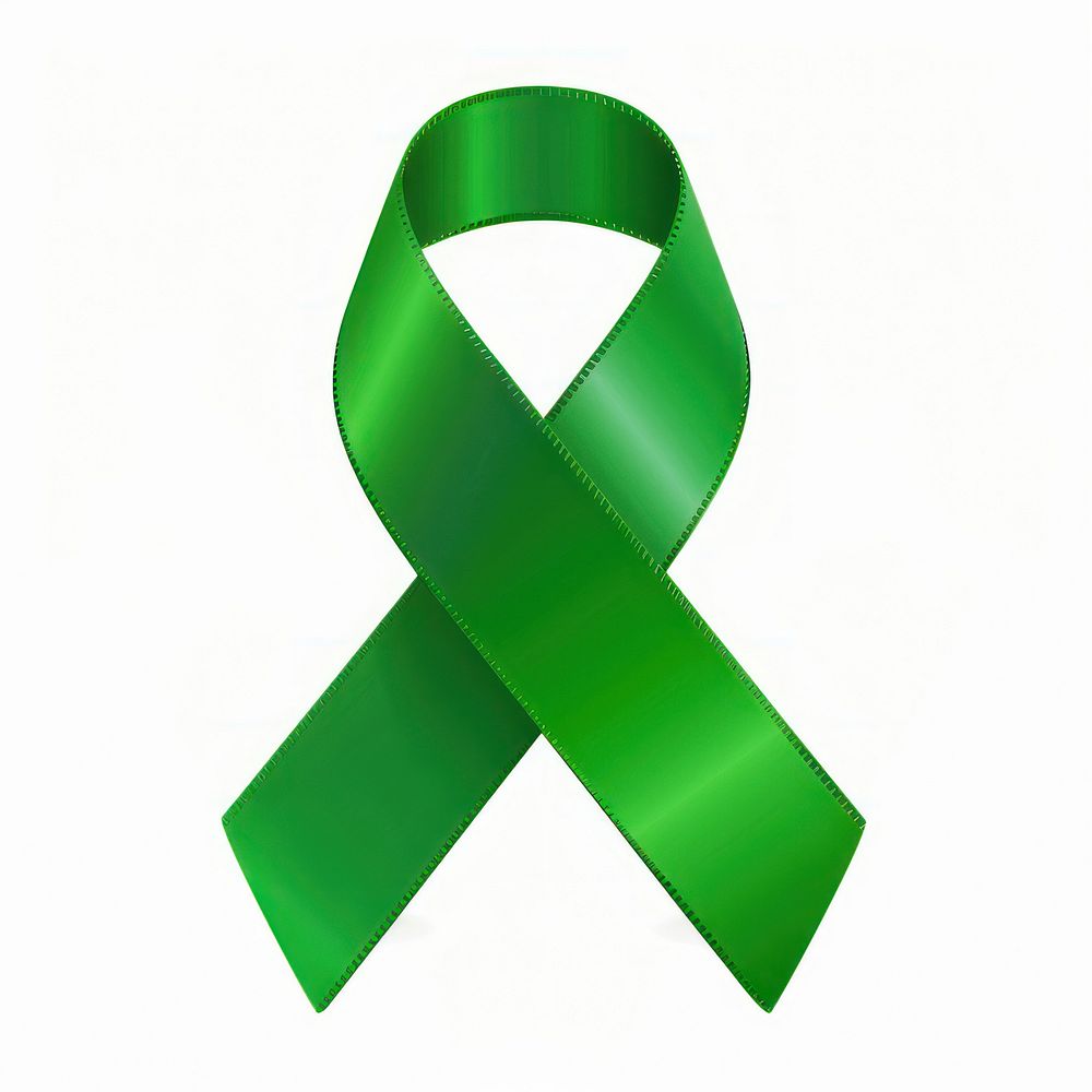 Green gradient Ribbon cancer letterbox mailbox symbol.