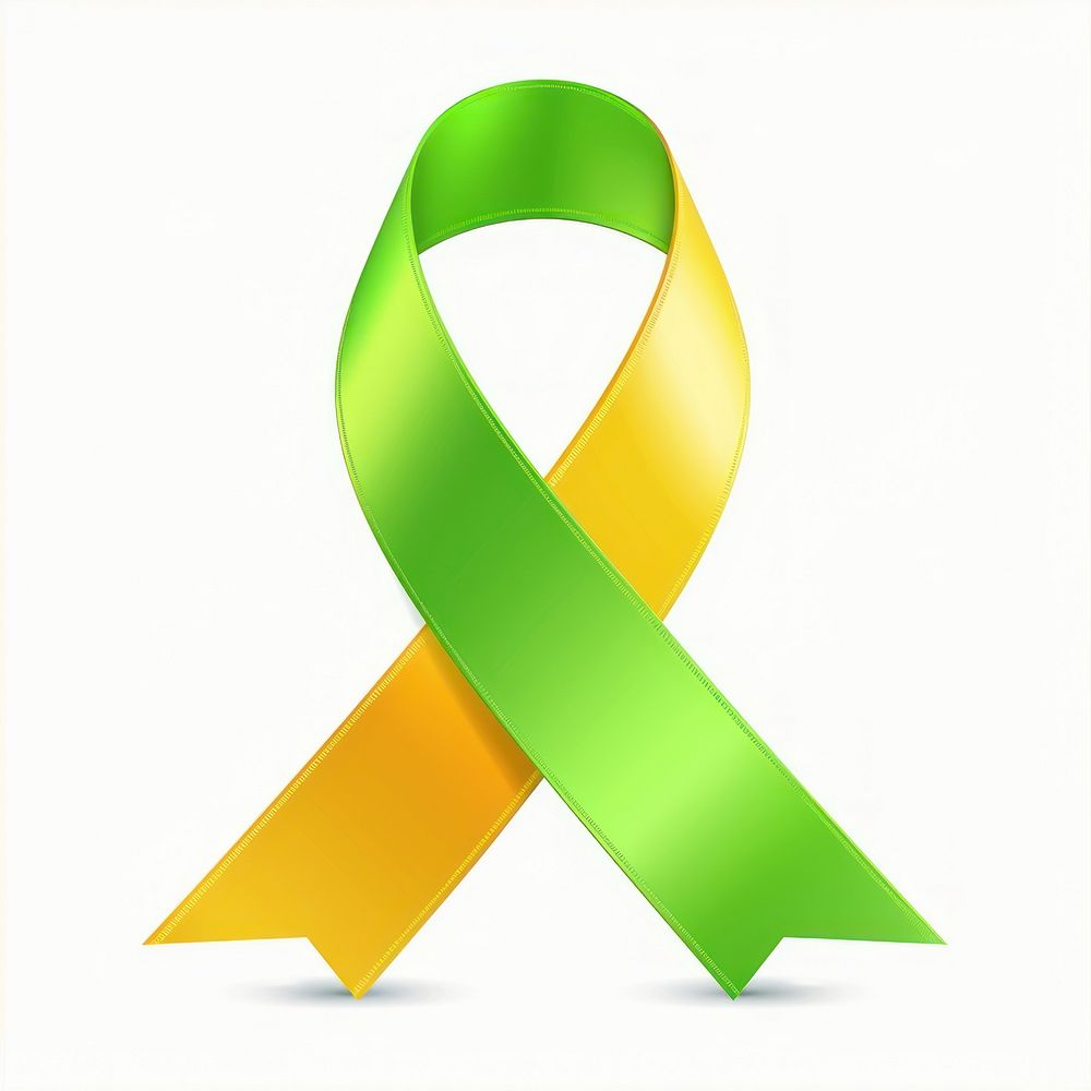 Lime-green gradient Ribbon cancer symbol white background letterbox.