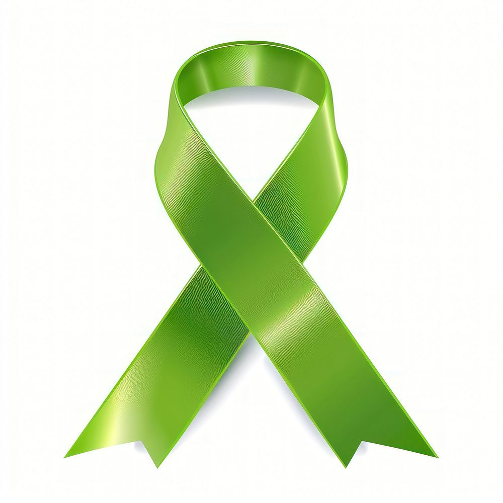 Lime-green gradient Ribbon cancer symbol white background accessories.