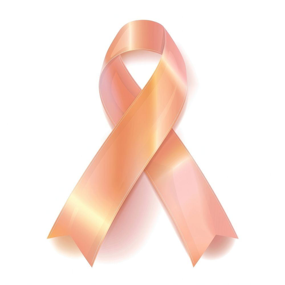 Peach gradient Ribbon cancer ribbon white background accessories.