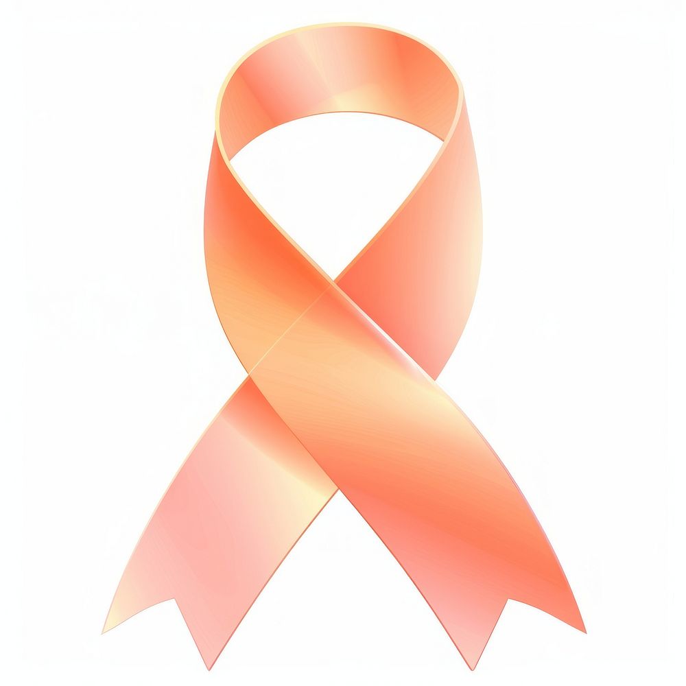 Peach gradient Ribbon cancer symbol white background accessories.