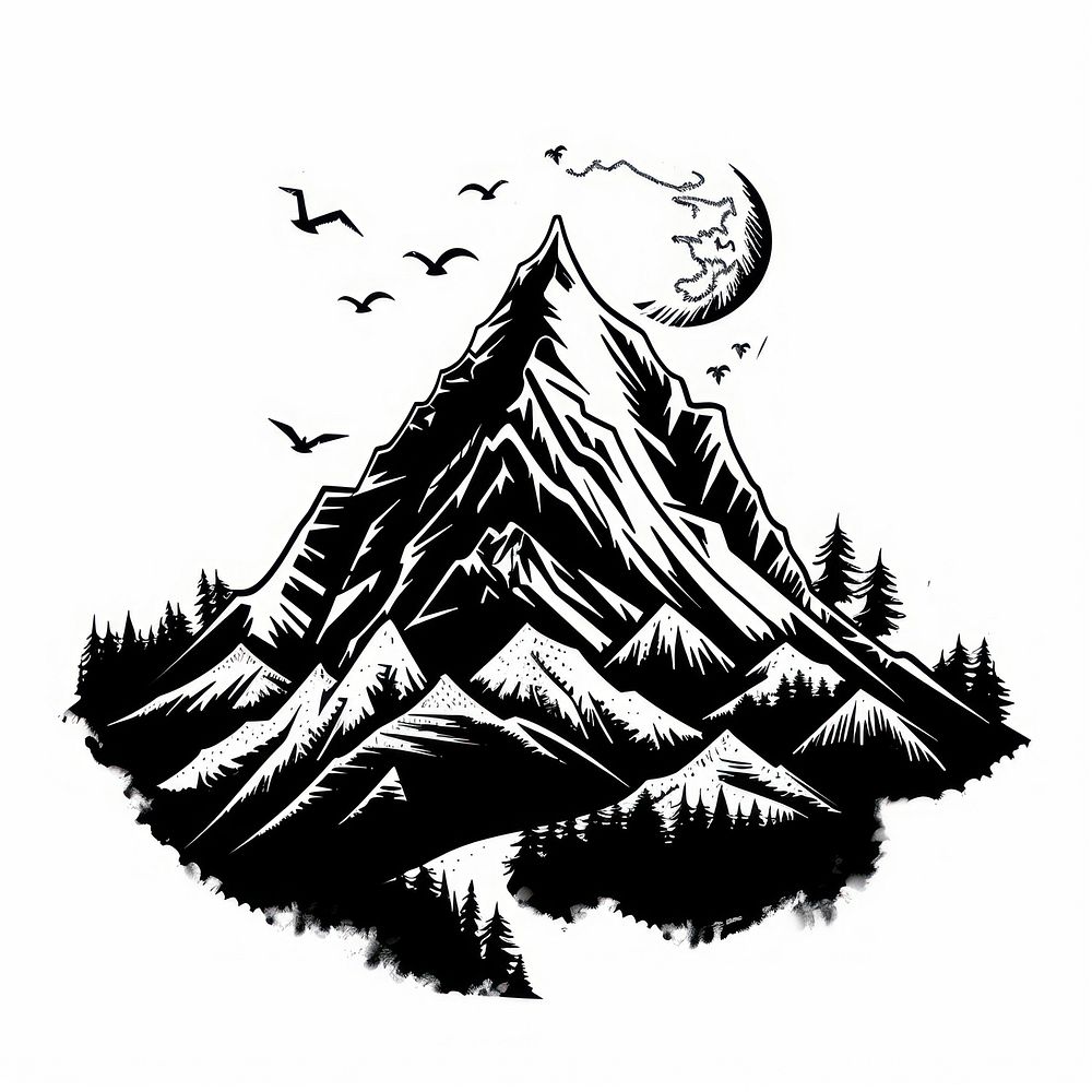 Mountain silhouette outdoors drawing.