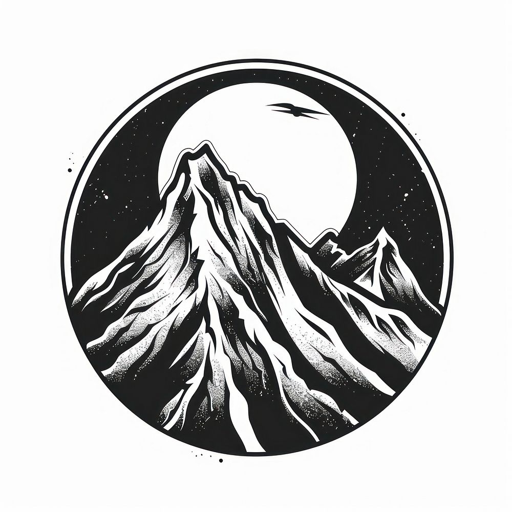Mountain nature tattoo logo.