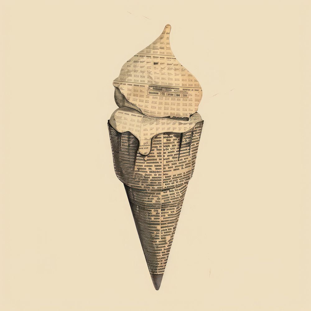 Ephemera paper ice cream dessert food cone.