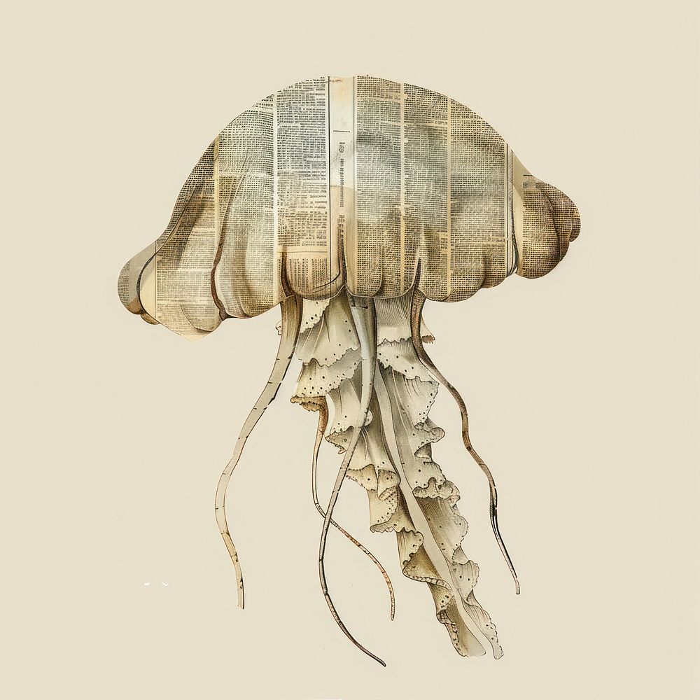 Ephemera paper jellyfish invertebrate chandelier drawing.