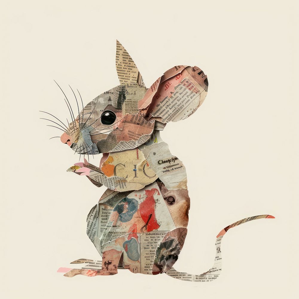 Ephemera paper mouse art animal rodent.