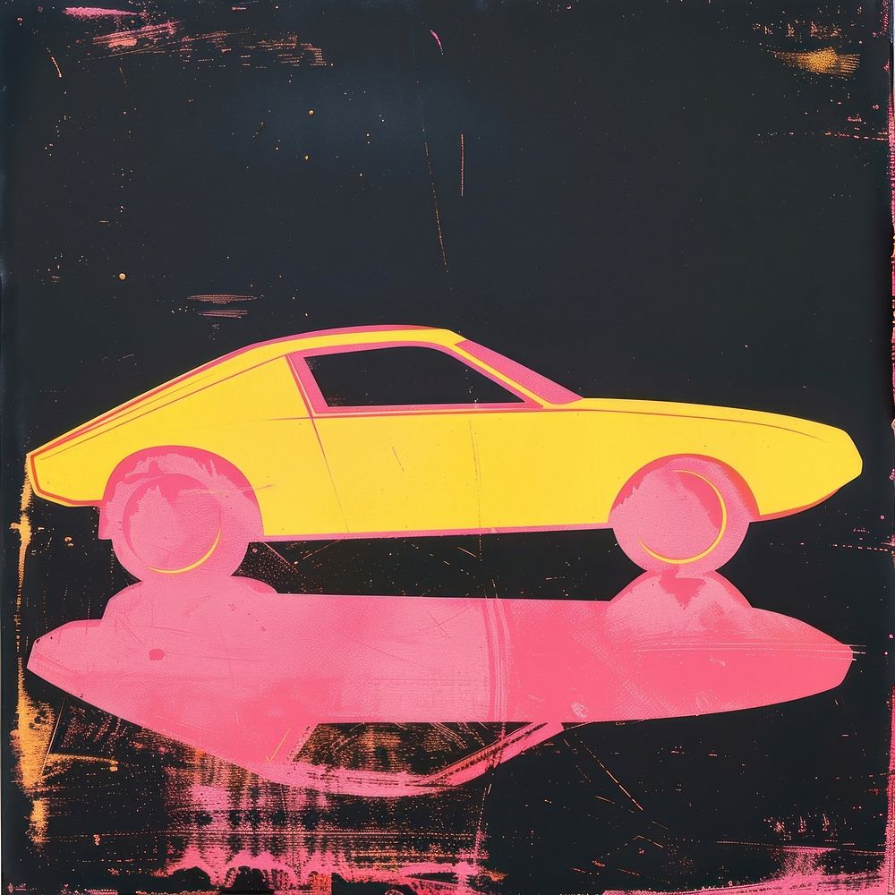 Silkscreen of toy car art painting vehicle.