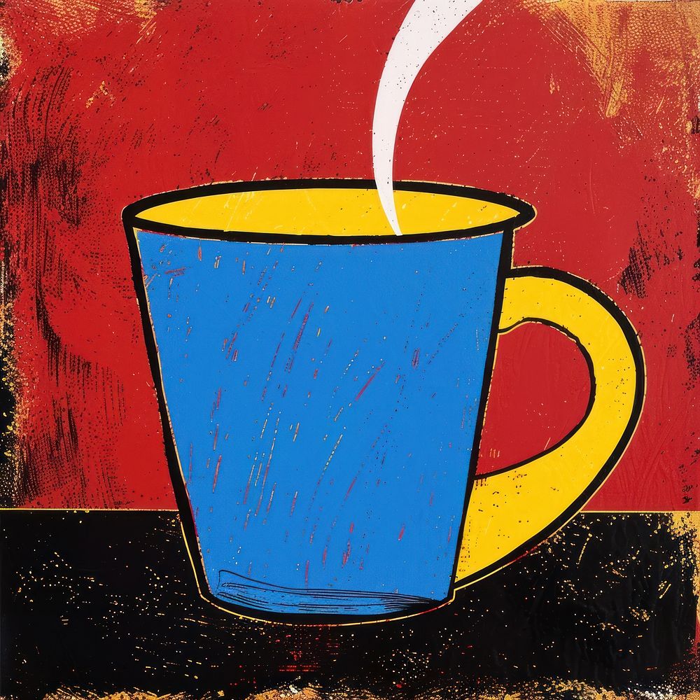 Silkscreen of a hot drink art painting coffee.