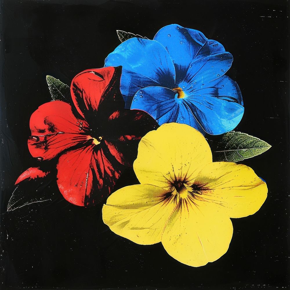 Silkscreen of a primrose art painting flower.