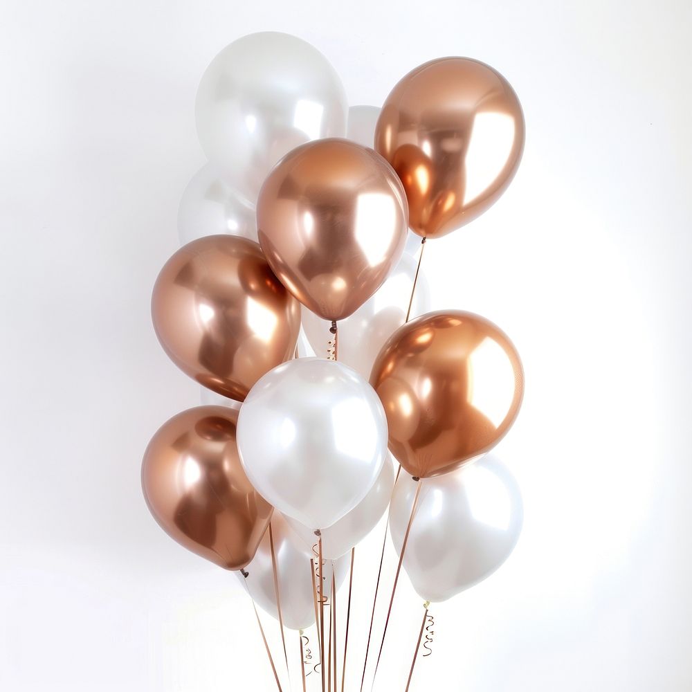 Copper and white party balloons celebration anniversary accessories.