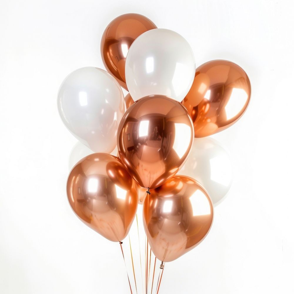 Copper and white party balloons celebration anniversary decoration.