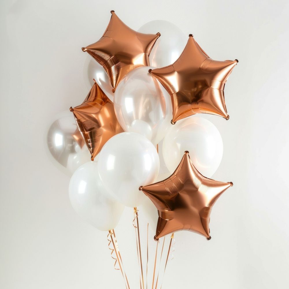 Copper and white star balloons celebration anniversary accessories.