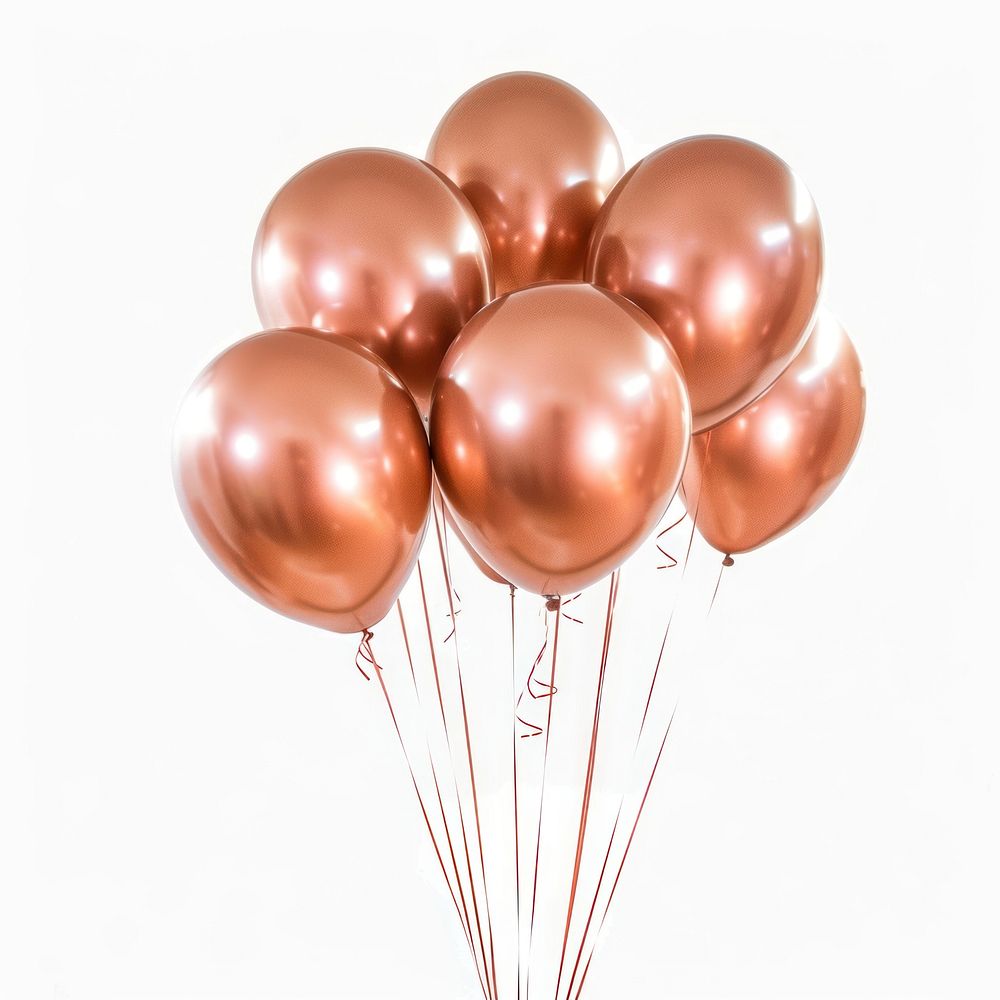 Copper balloons white background celebration anniversary.