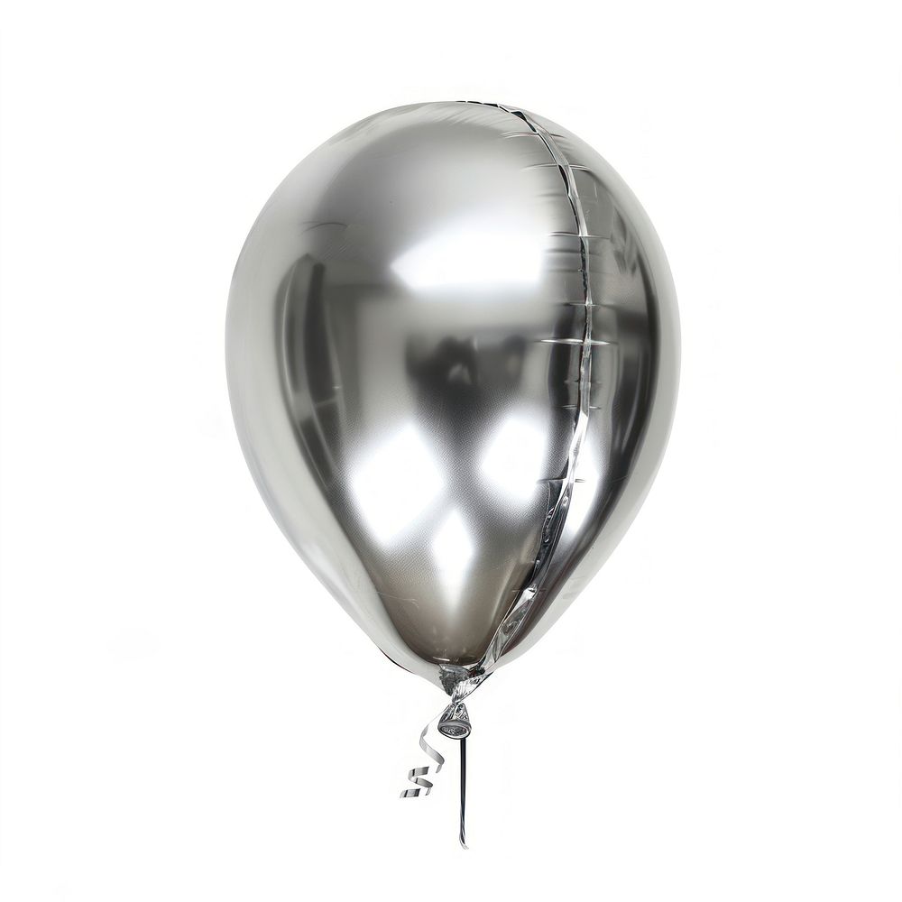 Sliver balloon white background celebration aluminium.