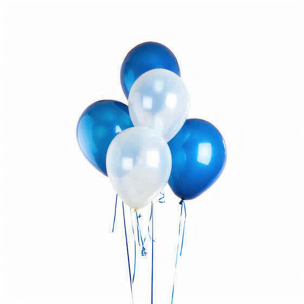 Blue and white balloons white background celebration anniversary.
