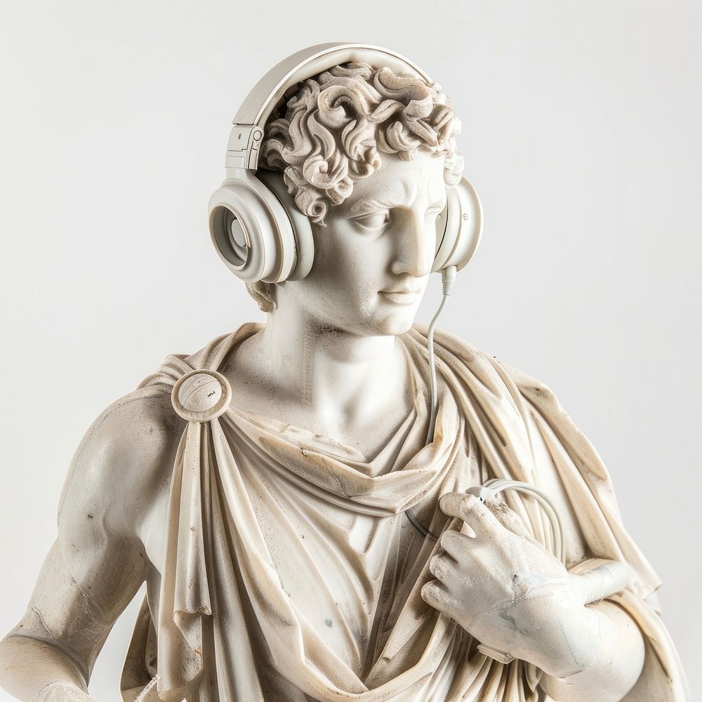 Greek statue holding wearing headphone | Free Photo - rawpixel