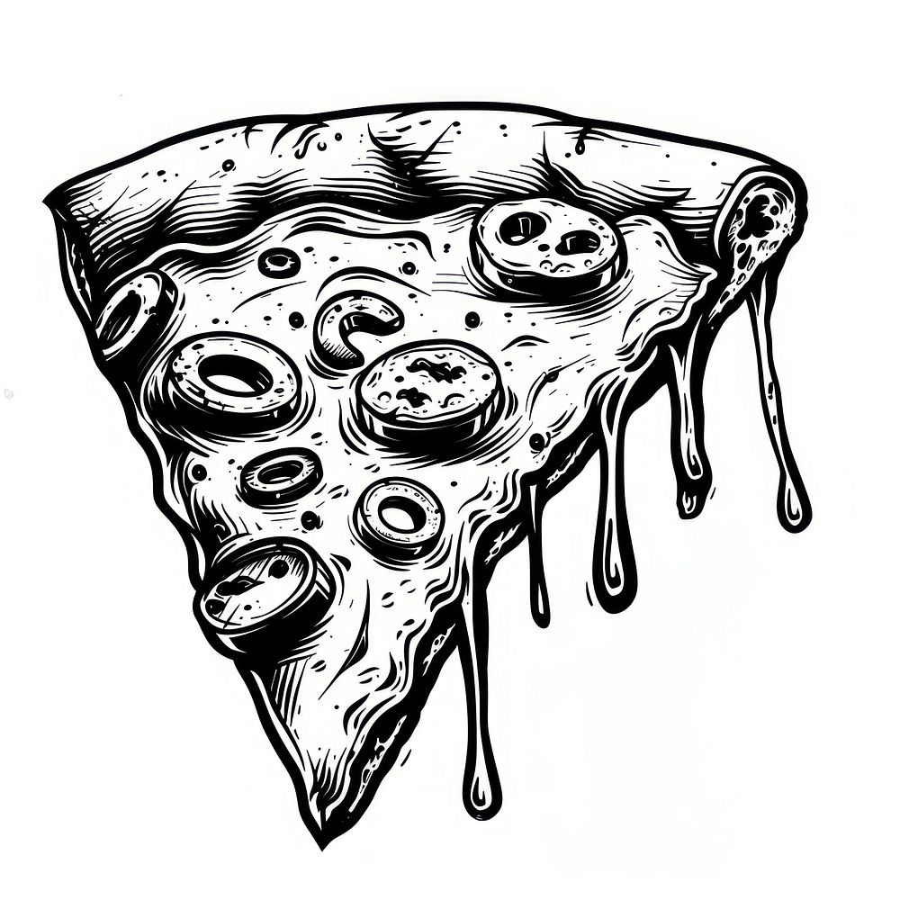 Pizza drawing sketch illustrated.