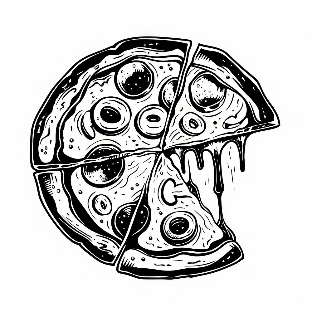 Pizza drawing sketch food.